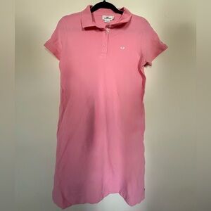 Vineyard Vines Pink Polo Dress with lime green whale logo. Size is a medium.